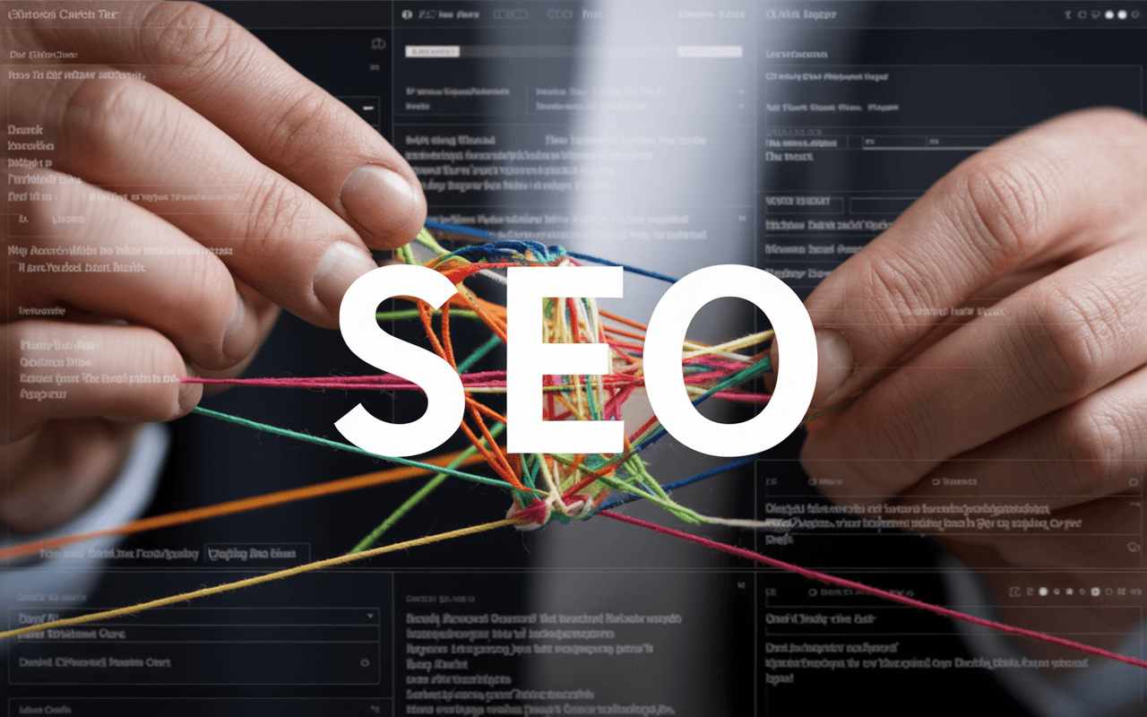 An insightful image representing the theories behind organic SEO, with charts and graphs.
